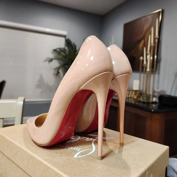 New Christian Louboutin Pigalle Follies 100mm in Patent Nude Leather 39 - Picture 2 of 8